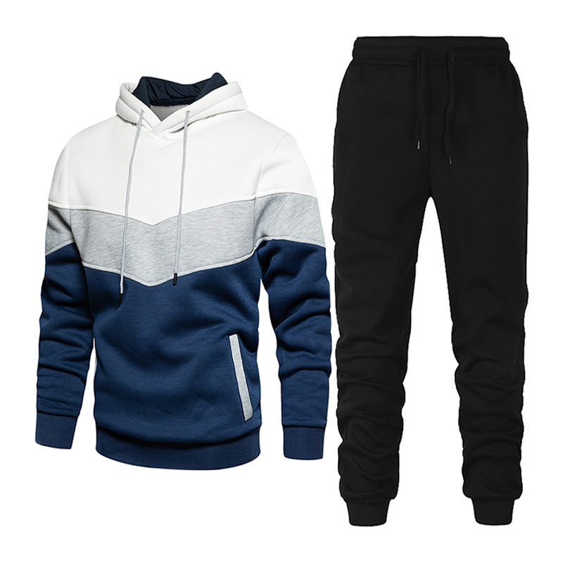 sanyamk Sportswear Men's Hoodie Casual Loose Comfortable Stitching Suit Men's Sweatshirt + Sweatpants Spring And Autumn Fleece Hooded Pu