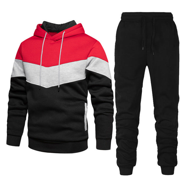 sanyamk Sportswear Men's Hoodie Casual Loose Comfortable Stitching Suit Men's Sweatshirt + Sweatpants Spring And Autumn Fleece Hooded Pu