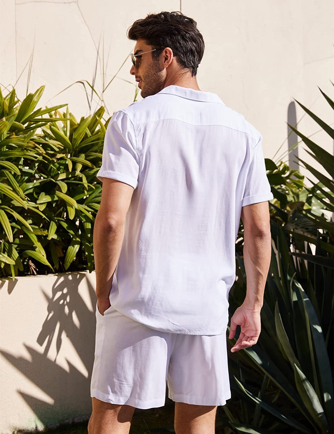 sanyamk trendy mens fashion mens summer outfits dope outfits mens street style mens spring fashion aesthetic outfitsSummer Cotton Linen Shirt Set Men's Casual Outdoor 2-Piece Suit Andhome Clothes Pajamas Comfy Breathable Beach Short Sleeve Sets