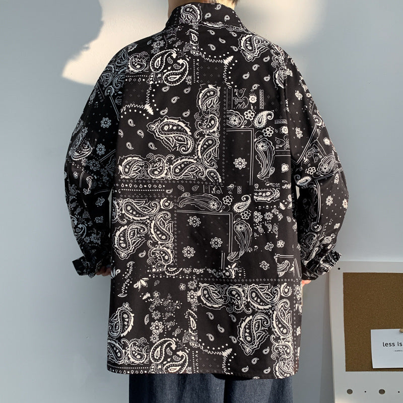 sanyamk Spring Men's Oversize Bandana Shirt Hawaiian Plaid Mens Paisley Shirts Clothes Long Sleeve Male Oversized Luxury Man Shirt 2022