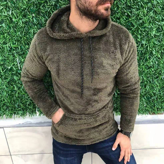 sanyamk Double-sided Plush Hoodie For Men Autumn And Winter Loose Side Seam Pockets Hooded Sweatshirt Fashion Vintage Pullover Coat