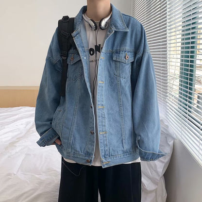 sanyamk carhartt jacket outfit Spring and Autumn Denim Coat Men's plus Size Loose Lazy Retro Workwear Jacket Top Clothes Men's Fashion Ins