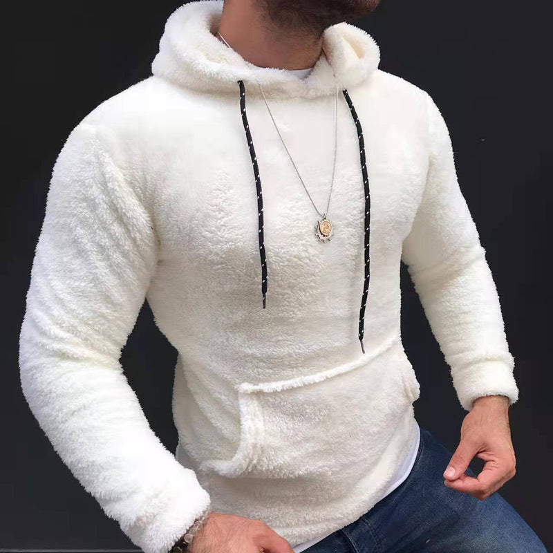 sanyamk Double-sided Plush Hoodie For Men Autumn And Winter Loose Side Seam Pockets Hooded Sweatshirt Fashion Vintage Pullover Coat