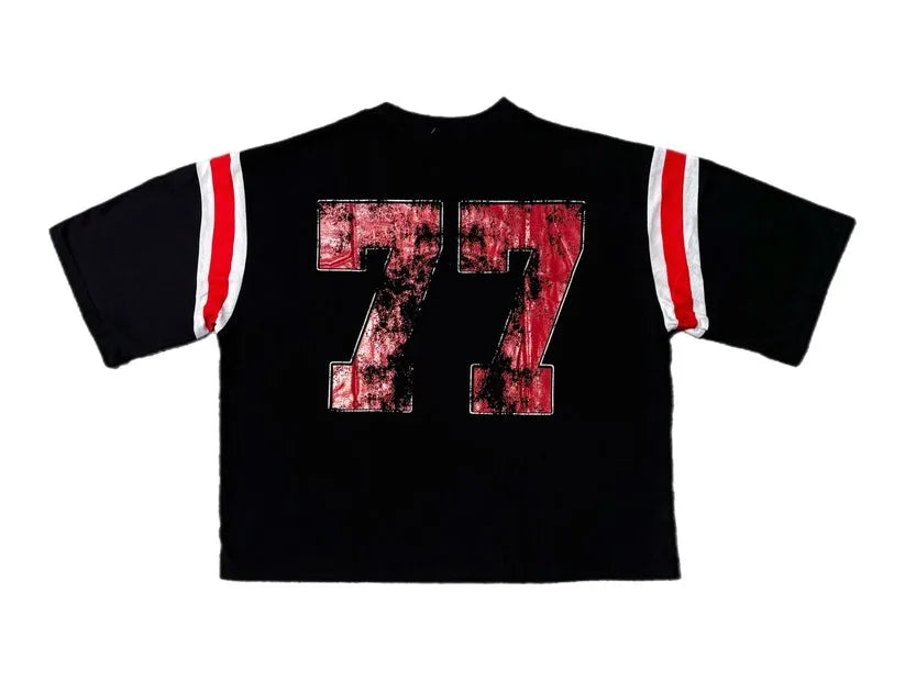 sanyamk Summer Casual Y2K Aesthetic Gothic Fashion American Style Hip-hop Splicing T-shirt Man Vintage Sports High Street Jersey Tops