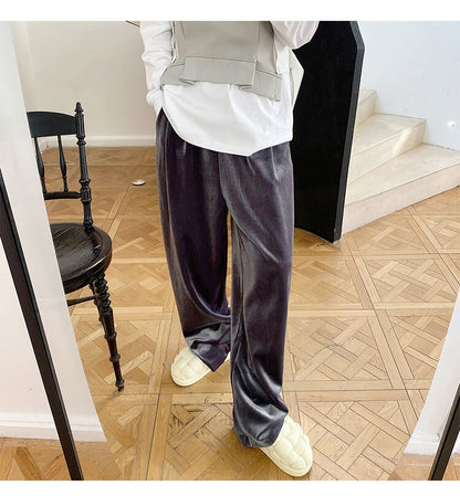 sanyamk Men Velvet Thicken Loose Casual Vintage Korean Fashion Straight Pant Man Women Streetwear Hip Hop Trousers Autumn Winter Pants