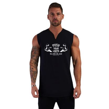 sanyamk New Men V-neck Sports Tank Top Cotton Summer Muscle Vest Gym Clothing Bodybuilding Sleeveless Shirt Workout Fitness Singlets