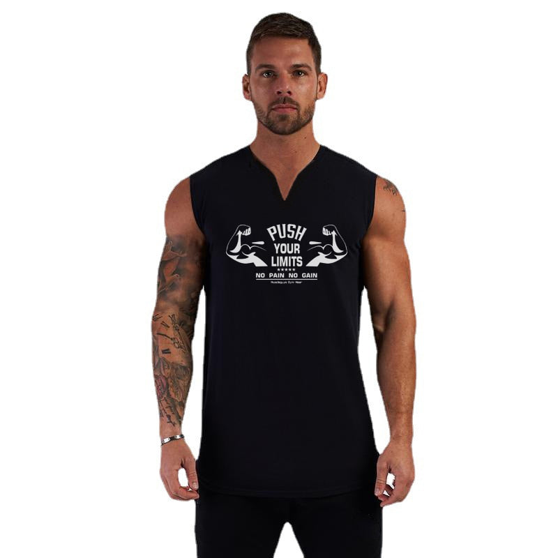 sanyamk New Men V-neck Sports Tank Top Cotton Summer Muscle Vest Gym Clothing Bodybuilding Sleeveless Shirt Workout Fitness Singlets