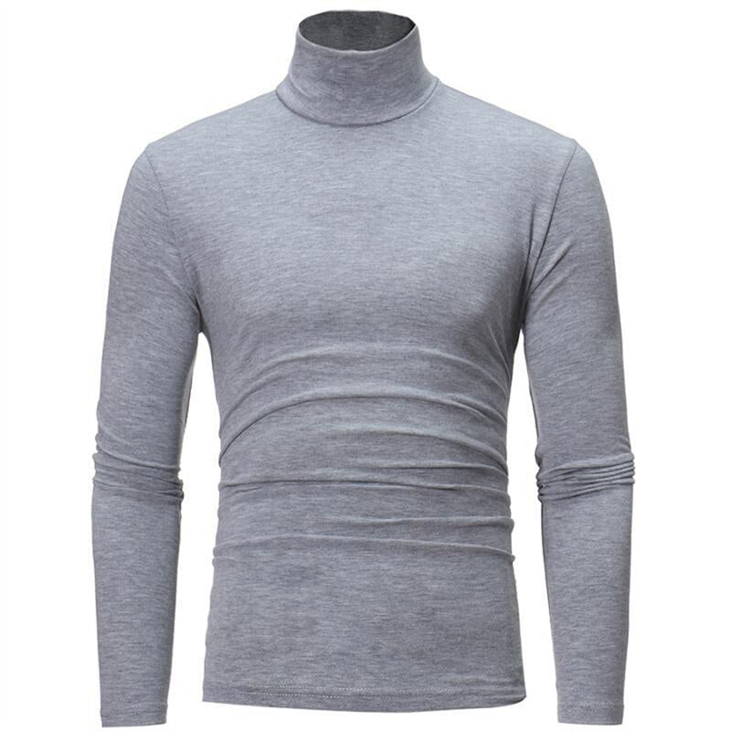 sanyamk Turtleneck For Men Solid Color Slim Elastic Thin Pullover Spring Autumn Underwear Turtleneck Men Knitting Blouse Base Tshirt Top