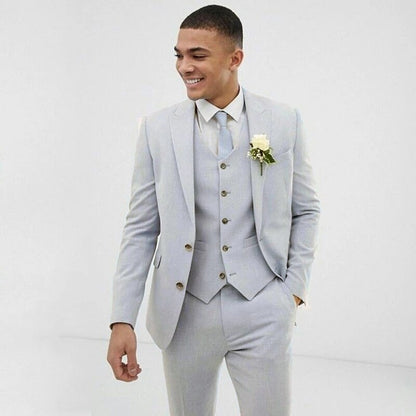 sanyamk Light Blue Wedding Men Suits Slim Fit Groom Wear Tuxedos Coat Dinner Suit 3 Pieces(Jacket+Pants+Vest)