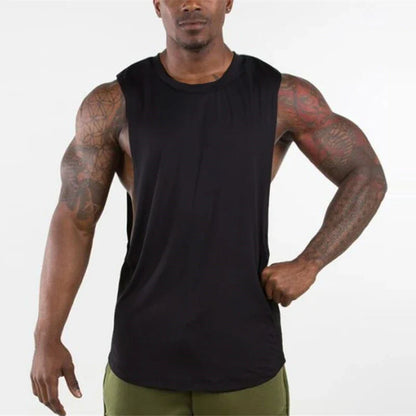 sanyamk Blank Gym Tank Top Men Fitness Clothing Mens Open Side Bodybuilding Tank Tops Summer Workout Sleeveless Vest Shirts Plus Size