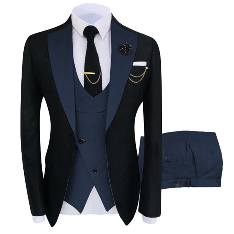 sanyamk New Costume Homme Popular Clothing Luxury Party Stage Men's Suit Groomsmen Regular Fit Tuxedo 3 Peice Set Jacket+Trousers+Vest