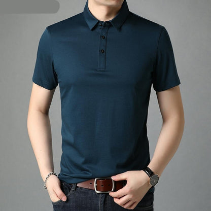 sanyamk Top Grade Mulberry Silk New Summer Brand Men Polo Shirts Designer Short Sleeve Casual Tops Fashions Korean Fashion Clothing