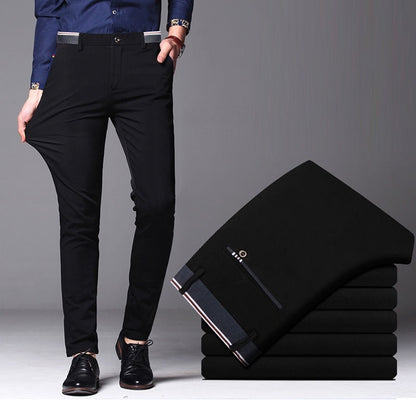 Men&#39;s Spring Autumn Fashion Business Casual Long Pants Suit Pants Male Elastic Straight Formal Trousers Plus Big Size 28-40