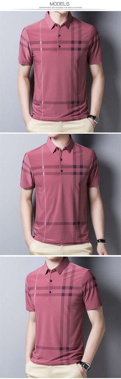 sanyamk 2022 Fashion Brand Men Polo Shirt Summer Cool Thin Shirt for Men Short Sleeve Striped Casula Male Polo Shirt Korean Clothing