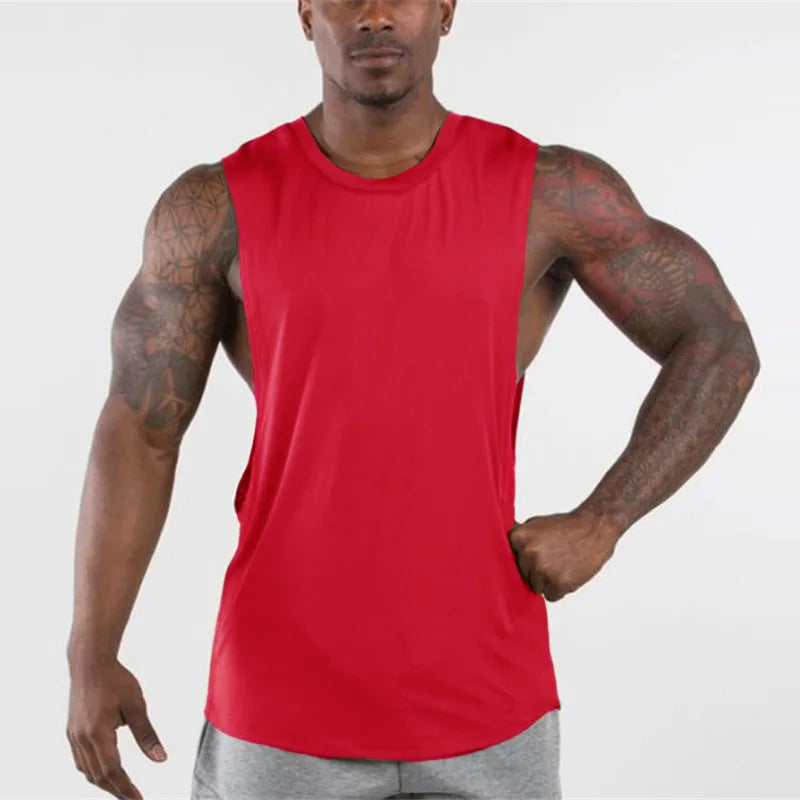 sanyamk Blank Gym Tank Top Men Fitness Clothing Mens Open Side Bodybuilding Tank Tops Summer Workout Sleeveless Vest Shirts Plus Size