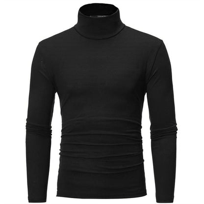 sanyamk Turtleneck For Men Solid Color Slim Elastic Thin Pullover Spring Autumn Underwear Turtleneck Men Knitting Blouse Base Tshirt Top