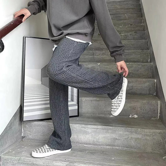 sanyamk -  Autumn and winter Hong Kong style youth commuter knit jeans men