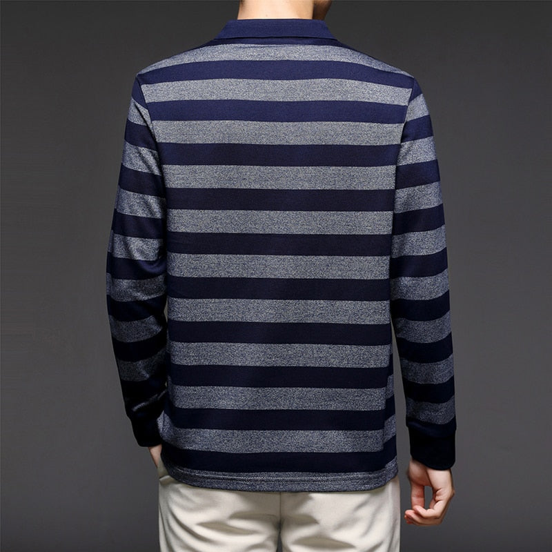 sanyamk Top Grade 2022 New Fashion Brand Striped Men Plain Polo Shirts For Men Casual Designer Long Sleeve Tops Men's Clothing