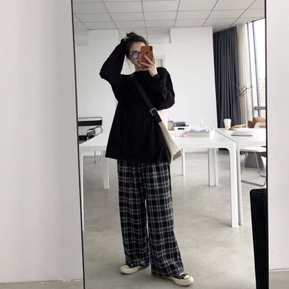 sanyamk Summer/Winter Plaid Pants Men S-3XL Casual Straight Trousers for Male/Female Harajuku Hip-hop Pants