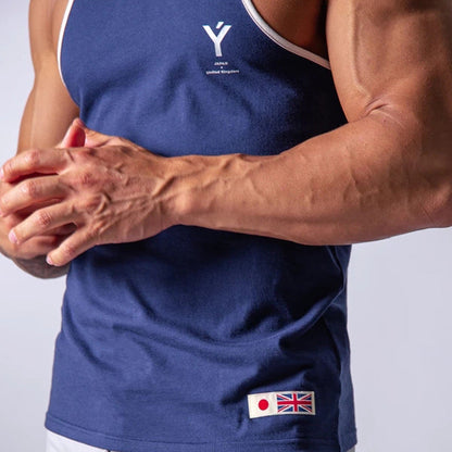 sanyamk Summer JP&UK Brand Mens Running Vest Gym Sleeveless Shirt Slim Fit Tank Men Sport Vest Tops Workout Training Man Singlet