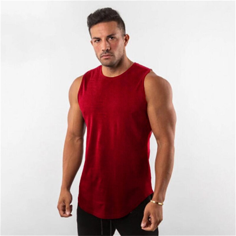 sanyamk Mens Plain Mesh Running Vest Summer Quick Dry Gym Clothing Bodybuilding Fitness Tank Top Sleeveless T Shirt Workout Singlets