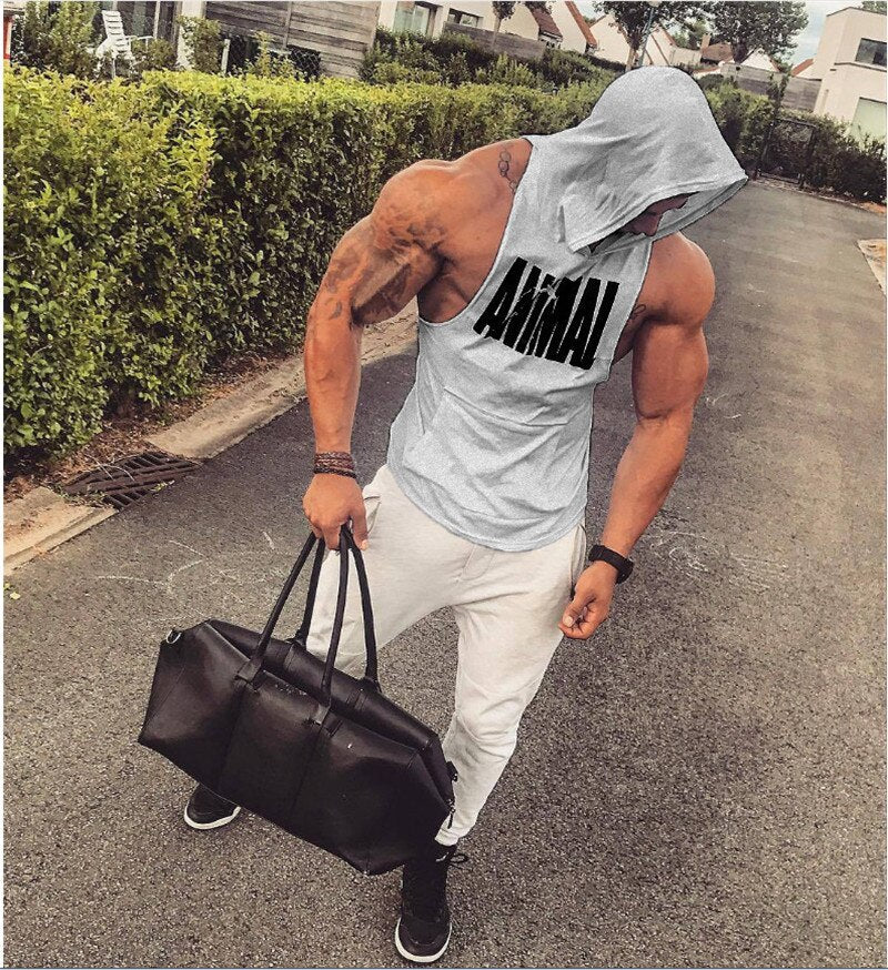 sanyamk 2022 New Male Summer sports Vest hooded Bodybuilding Tank Tops Gym Workout Fitness Cotton Sleeveless shirt men undershirt Vest