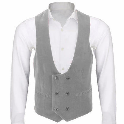 sanyamk Men's velvet double-breasted one-piece men's suit vest V-neck slim-fit fashion custom wedding vest