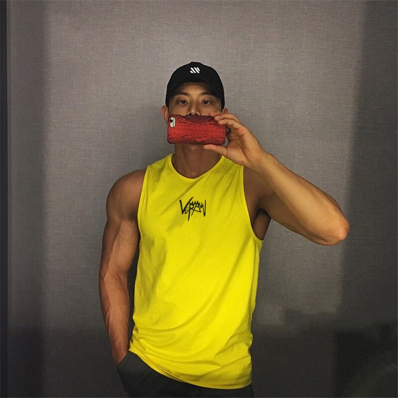 sanyamk quick-dry gyms Tank top Fitness bodybuilding sleeveless shirt Male mesh breathable Sports vest men Undershirt Gyms Running vest