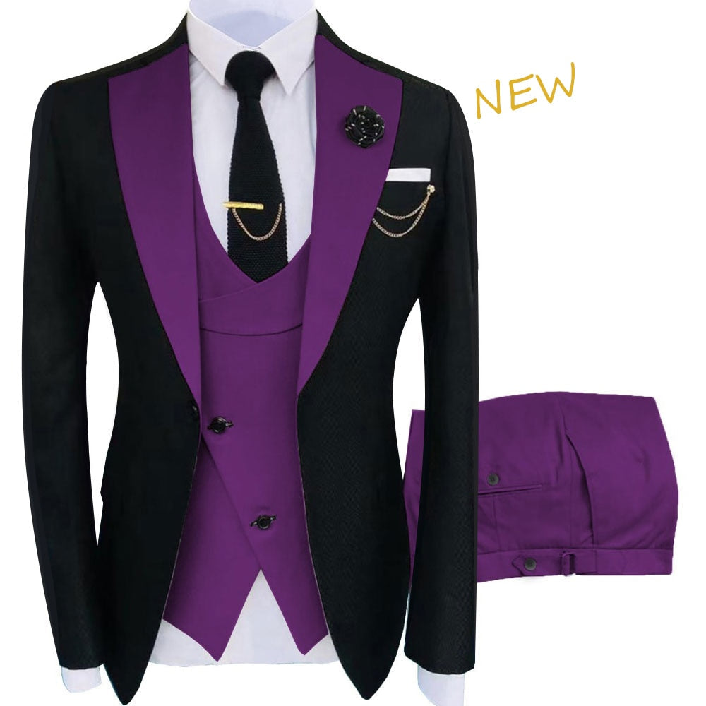 sanyamk New Costume Homme Popular Clothing Luxury Party Stage Men&#39;s Suit Groomsmen Regular Fit Tuxedo 3 Peice Set Jacket+Trousers+Vest