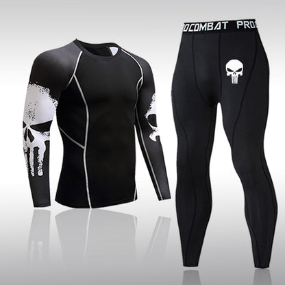 sanyamk Gym New Men&#39;s Compression Set Running Tights Workout Fitness Training Tracksuit Long Sleeves Shirts Sports Suits Rashgard Kit