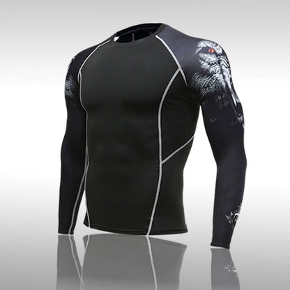 sanyamk Gym New Men&#39;s Compression Set Running Tights Workout Fitness Training Tracksuit Long Sleeves Shirts Sports Suits Rashgard Kit