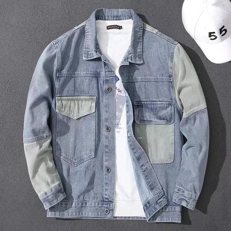 Bonsir Men's Casual Oversize Denim Jacket Korean Streetwear Men Jeans Jacket Coats Casual Windbreaker Overalls Coat Outwear S-4XL