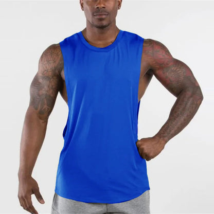 sanyamk Blank Gym Tank Top Men Fitness Clothing Mens Open Side Bodybuilding Tank Tops Summer Workout Sleeveless Vest Shirts Plus Size