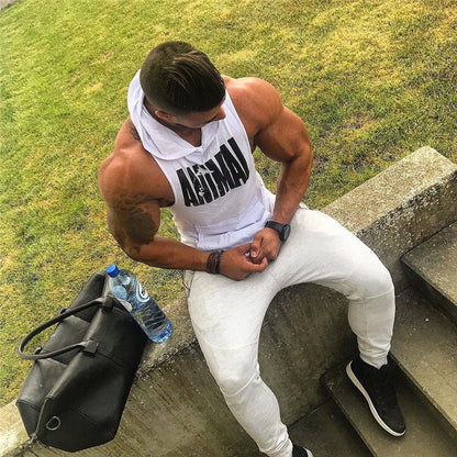 sanyamk 2022 New Male Summer sports Vest hooded Bodybuilding Tank Tops Gym Workout Fitness Cotton Sleeveless shirt men undershirt Vest