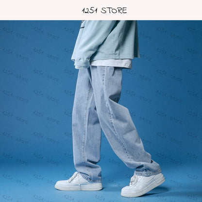 sanyamk Straight Jeans Men White Loose Denim Trousers Neutral Jean Streetwear Casual Summer Pure Wide Jeans Man Women Pants Hip Hop Bagy