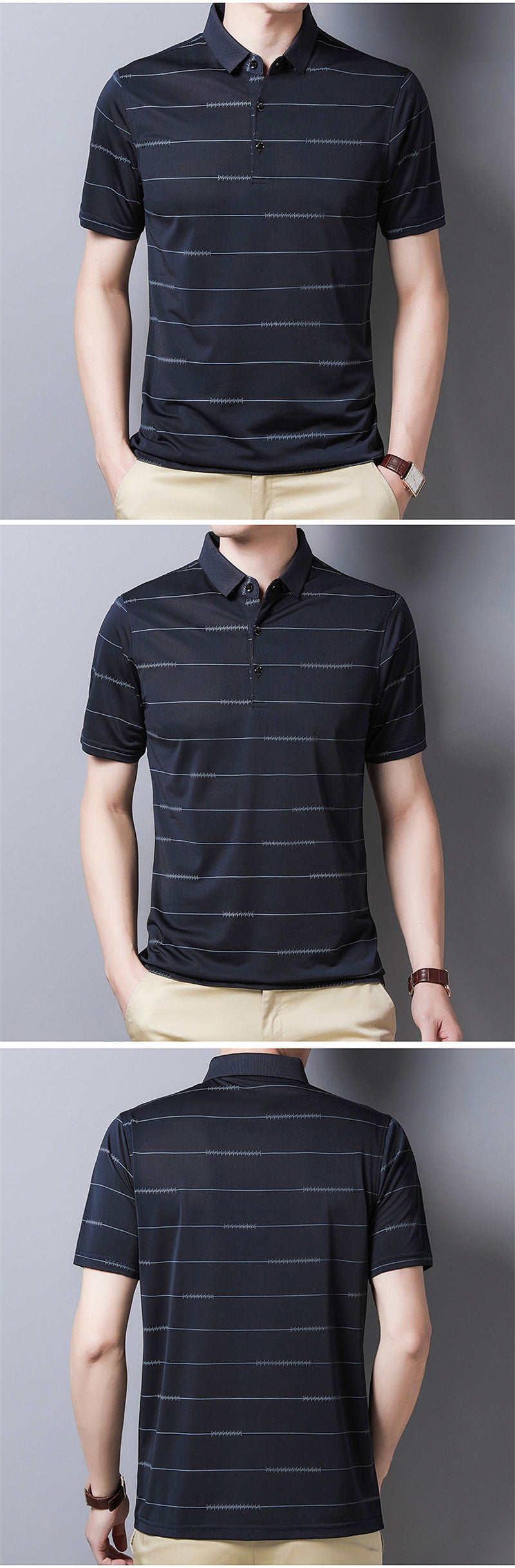 sanyamk 2022 New Arrival Polo Shirt Striped Short Sleeve Summer Cool Shirt Streetwear Fashion Male Polo Shirt Men Tops Clothes