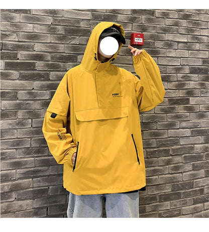 sanyamk New Fashion Mens Jacket Mulit Pocket Cargo Jackets Steetwear Autumn Hip Hop Windbreaker Coats Korean Fashion Hooded Coat