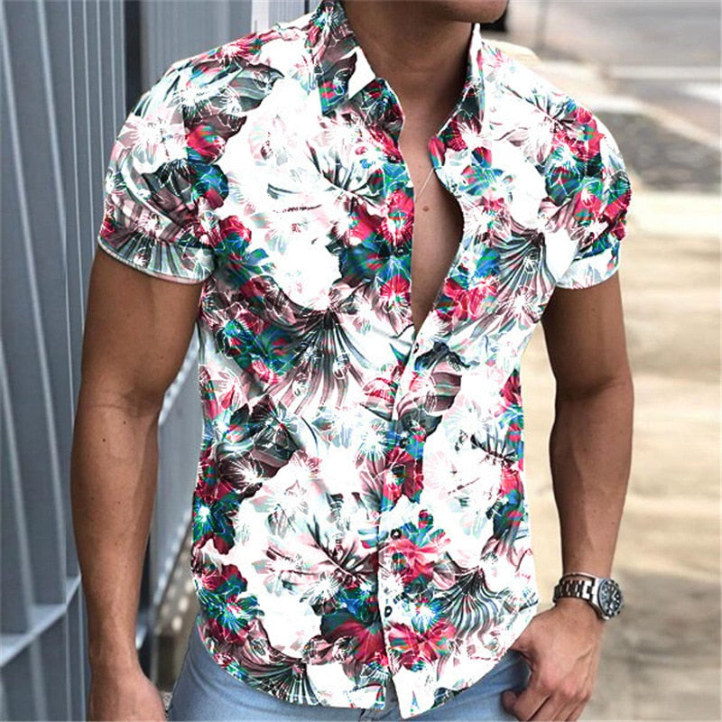 sanyamk trendy mens fashion mens summer outfits dope outfits mens street style mens spring fashion Vintage Floral Print Beach Shirts Casual Men Button Turn-down Collar Shirt Summer Short Sleeve Tops Mens Fashion Streetwear