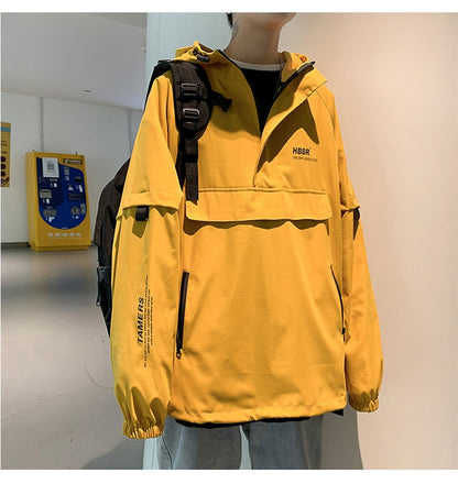 sanyamk New Fashion Mens Jacket Mulit Pocket Cargo Jackets Steetwear Autumn Hip Hop Windbreaker Coats Korean Fashion Hooded Coat