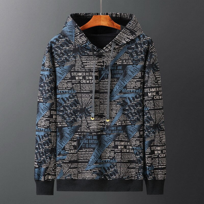 Bonsir Spring Autumn Men's Printed Hoodies Loose Oversize Sweatshirts Streetwear  Hip Hop Fashion Pullover for Male 8XL