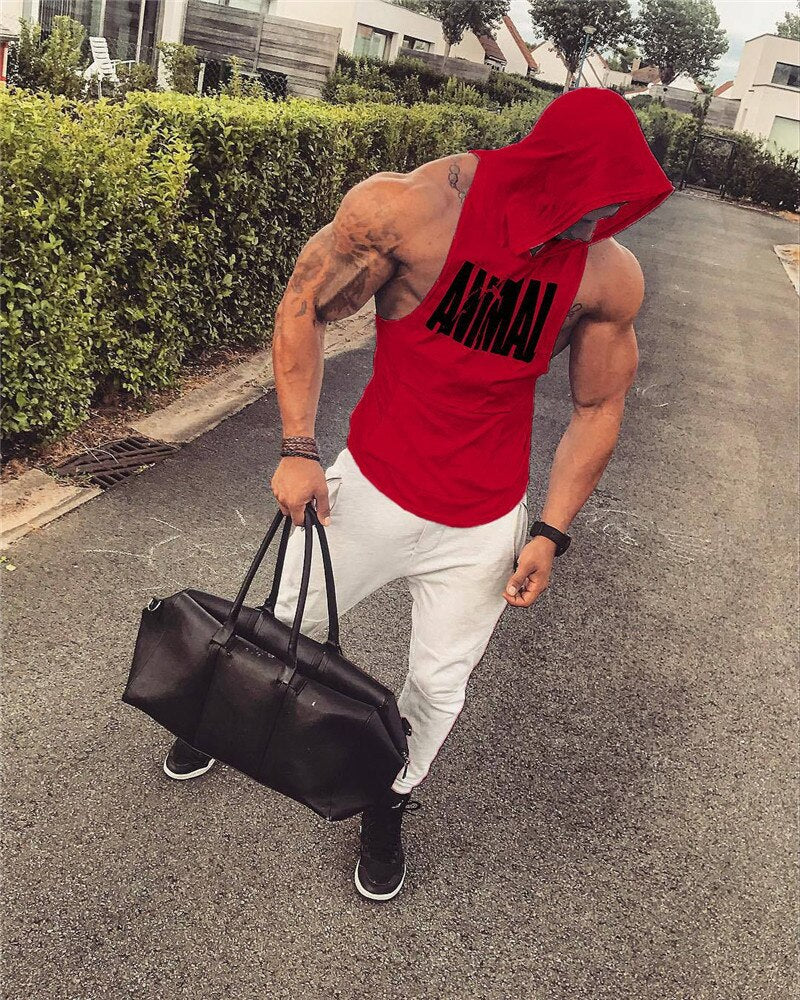 sanyamk 2022 New Male Summer sports Vest hooded Bodybuilding Tank Tops Gym Workout Fitness Cotton Sleeveless shirt men undershirt Vest