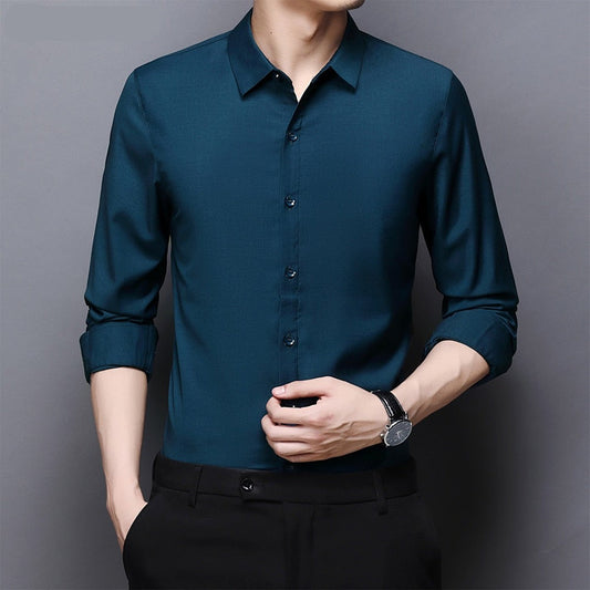 sanyamk Top Quality New Fashion Brand  Slim Fit Mens Fashion Dress Shirts Formal Long Sleeve Solid Color Casual Korean Dress Clothes