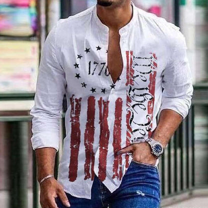 sanyamk trendy mens fashion mens summer outfits  dope outfits mens street styleFashion City O Neck Slim Print Pattern Shirts Tops Spring Autumn Men Causal Long Sleeved Single Breasted All Match Shirt Tops