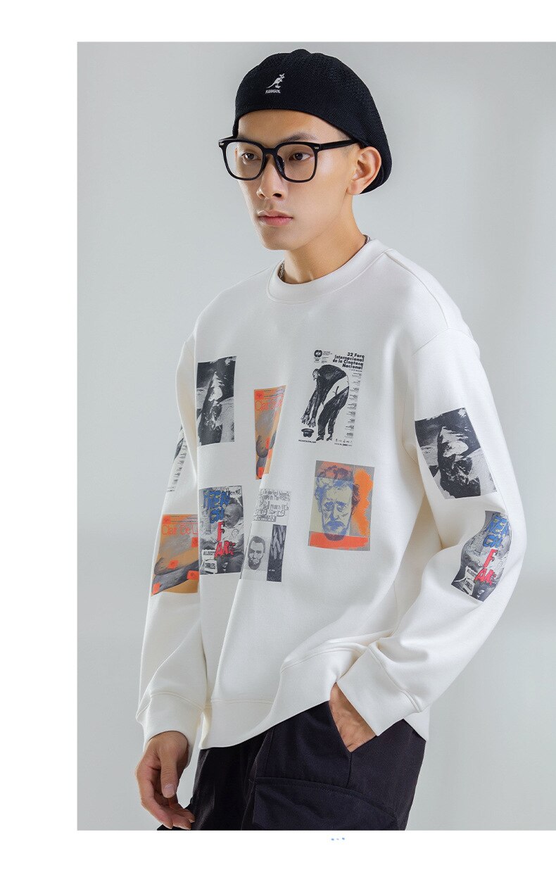 Bonsir S20019 New Arrival Men Sweatshirts Hip Hop Punk Streetwear Sport Casual Trendy Loose Digital Printing Handsome Cotton Pullovers