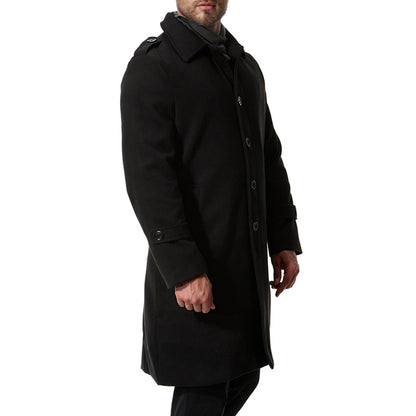 Bonsir Autumn And Winter New Men's Coat Wool Long Single Breasted Solid Color Wool Windbreaker Coat Jacket