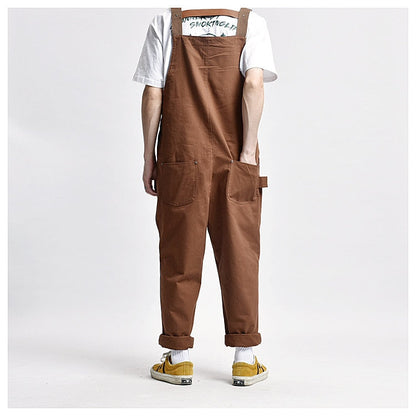 Bonsir Male Japan Harajuku Streetwear Hip Hop Jumpsuit Bib Trousers Overalls Men Women Couple Loose Casual Wide Leg Cargo Pants