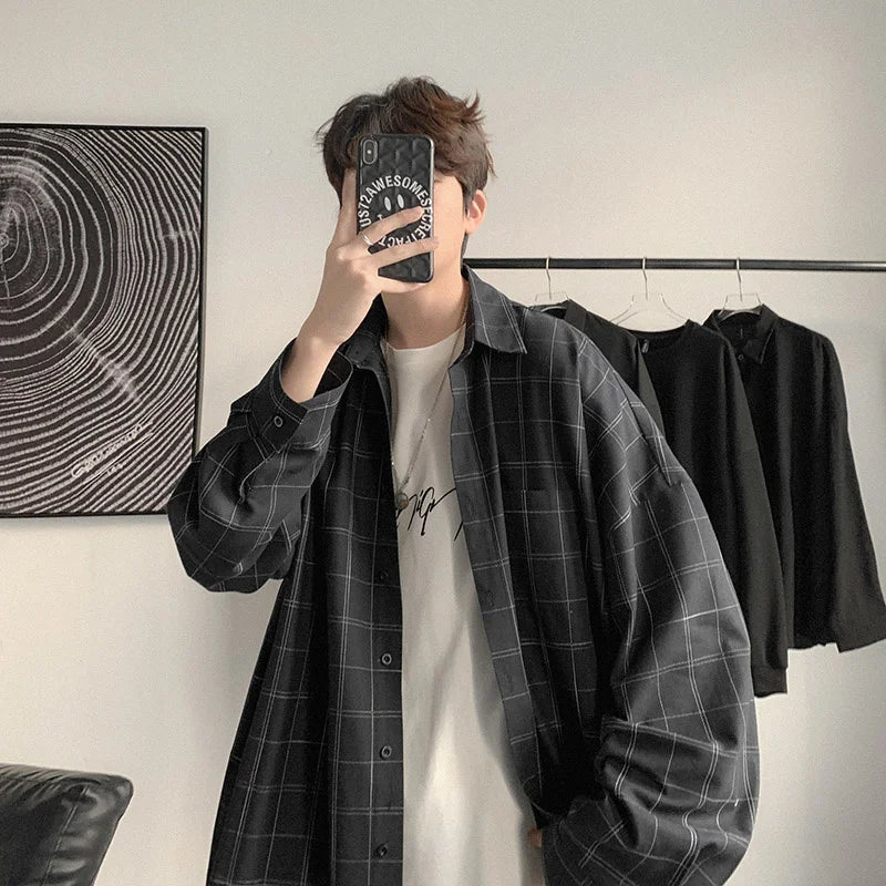 sanyamk Plaid Shirt Men's Fashion Brand Ins Casual Versatile Shirt Korean Fashion Coat Handsome Clothes