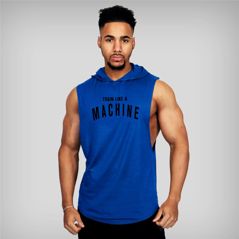 sanyamk Running Vest Hooded Gym Clothing Men Cotton Bodybuilding Stringer Hoodie Sweatshirts Fitness Tank Top Men Sleeveless Vest Shirt