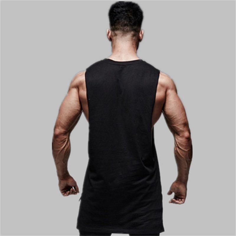 sanyamk Running Vest Men Extend Cut Off Gym Fitness Tank Tops Hip Hop Workout Bodybuilding Clothing Open Side Sports Sleeveless Shirts