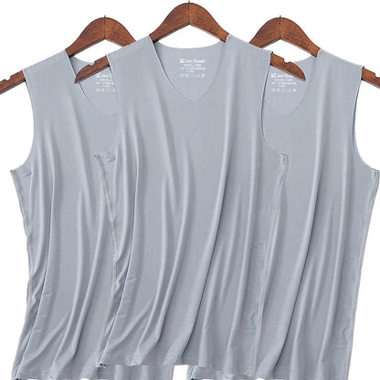 sanyamk 3Pcs Men Tank Tops Underwear For Mens Vest Undershirt Transparent Shirts Male Bodyshaper Fitness Wrestling Singlets silk V Neck